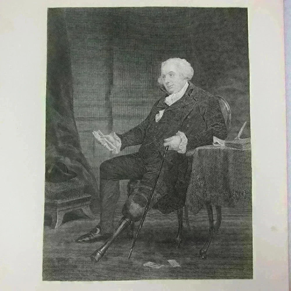 Antique Art Print Portrait Gouverneur Morris Signed U.S. Constitution 1863 RARE
